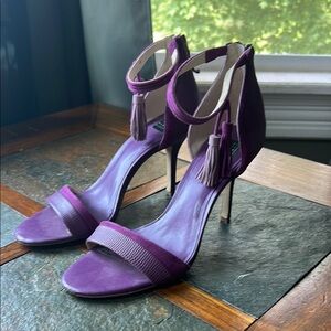 White House Black Market Purple Stiletto Heels with Tassles
